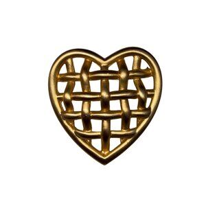 Anne Klein Women Gold Tone Woven Heart Brooch Pin Signature Stamped Vintage